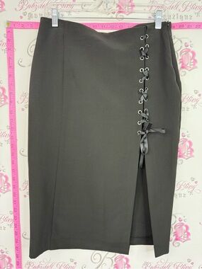 Revamped Black Pencil Skirt with Lace-Up Side brand new